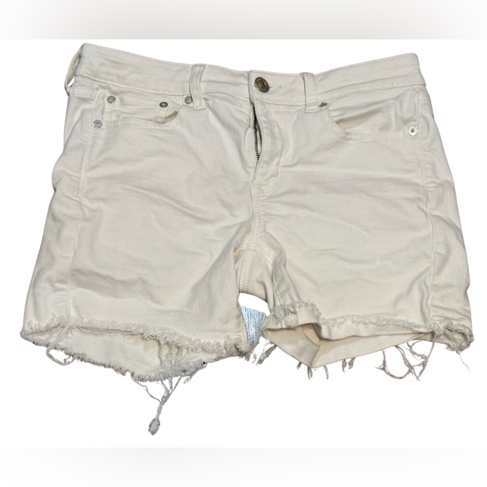 American Eagle White Jean Shorts Womens 8 Distressed Summer